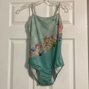 Ballet Rosa light green leotard with floral bodice in size adult small
